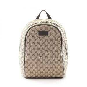 Gucci Rucksack Backpack GG Canvas Beige Dark Brown Canvas Leather